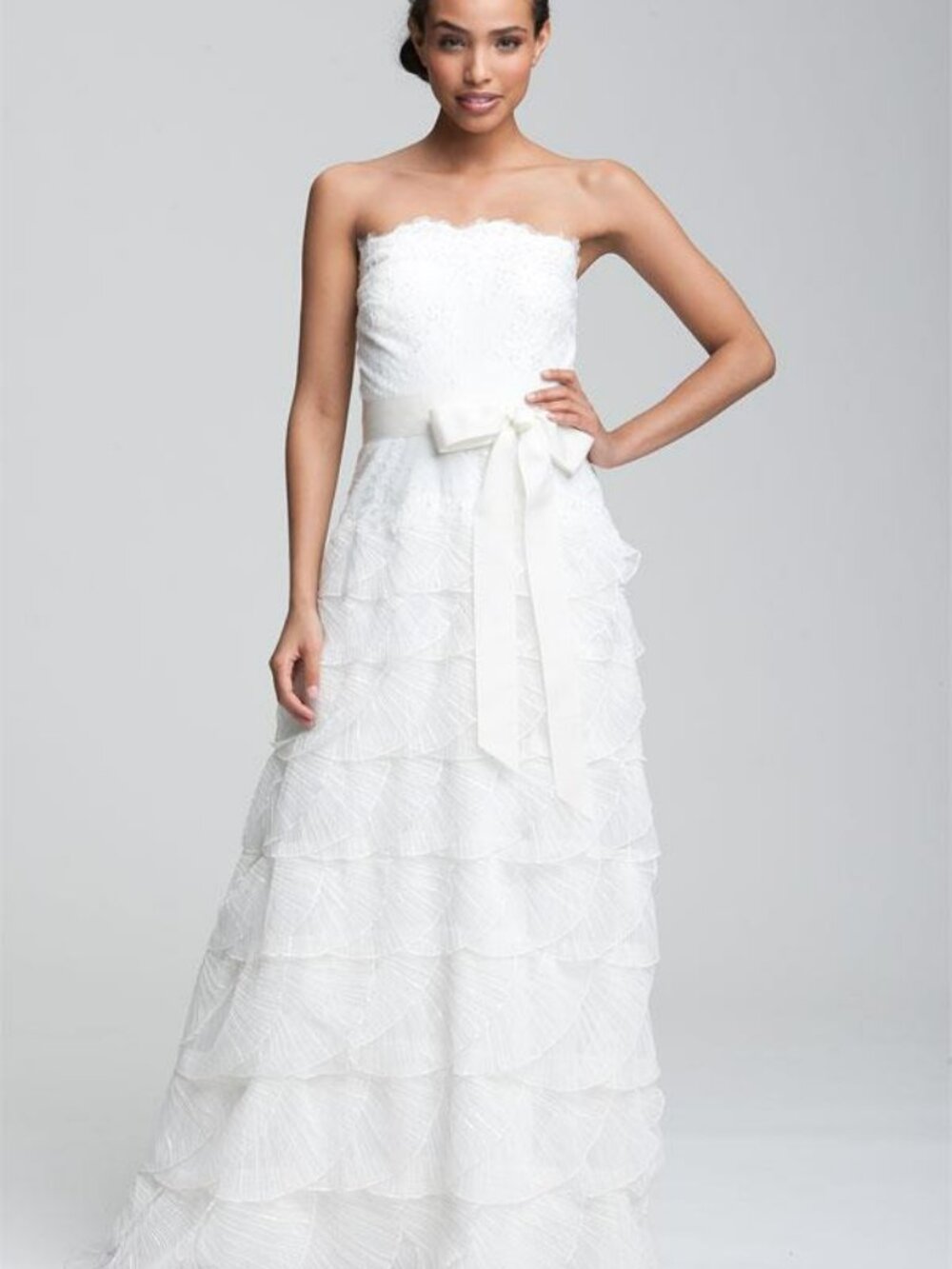 Tadashi Shoji Strapless Lace Gown -Size 8